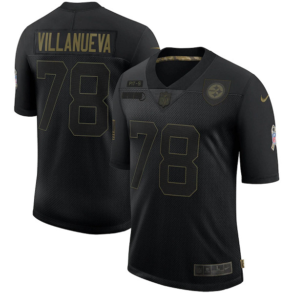 Men's Pittsburgh Steelers #78 Alejandro Villanueva Black NFL 2020 Salute To Service Limited Stitched Jersey Men's Pittsburgh Steelers #78 Alejandro Villanueva Black NFL 2020 Salute To Service Limited Stitched Jersey